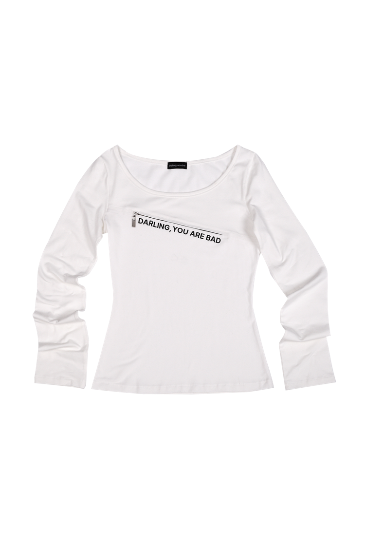 DARLING YOU ARE BAD] UNZIPPED LOGO T-SHIRT #WHITE - DARLING