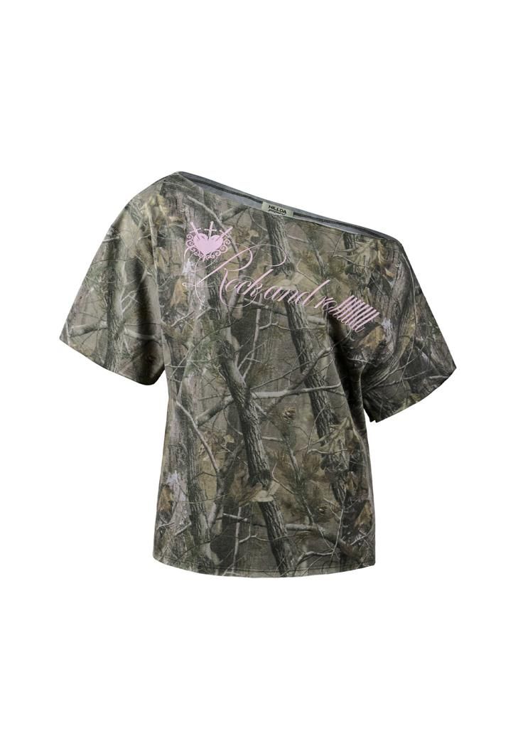★HILLDA★ RealTree One-Shoulder Tee HILLDA] RealTree One-Shoulder Tee [Khaki] - HILLDA | 리켓