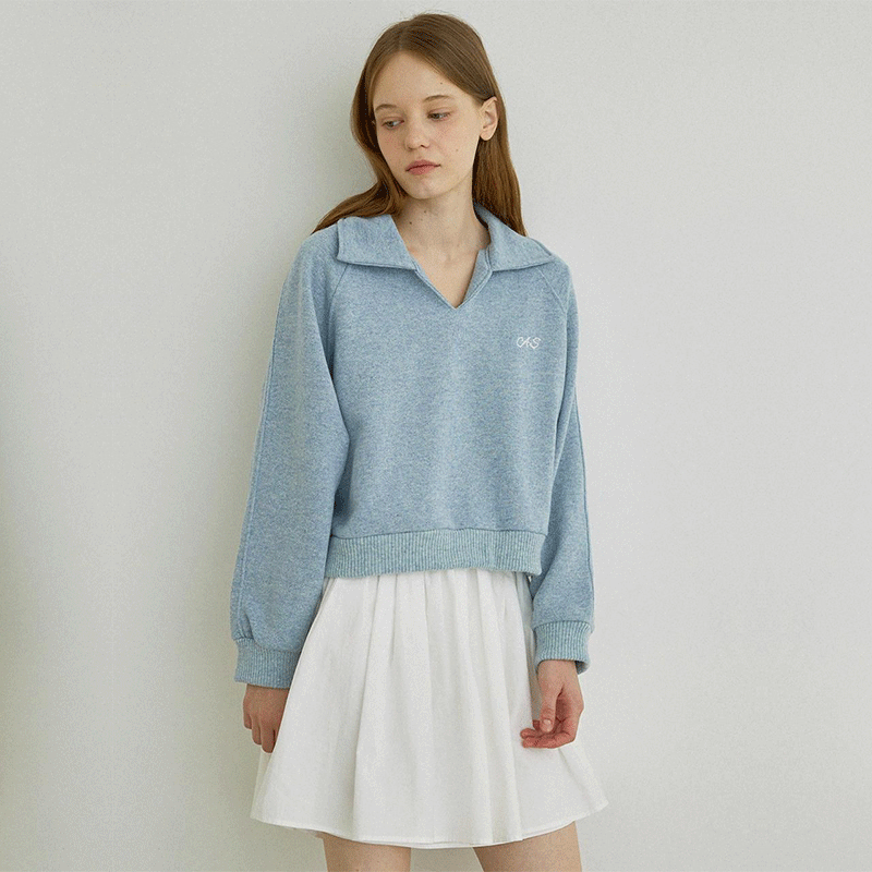 [ASIF] Lovin collar Sweatshirt (Sky blue) - ASIF | 리켓